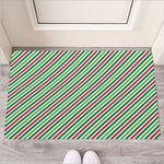 Merry Christmas Stripes Pattern Print Rubber Doormat