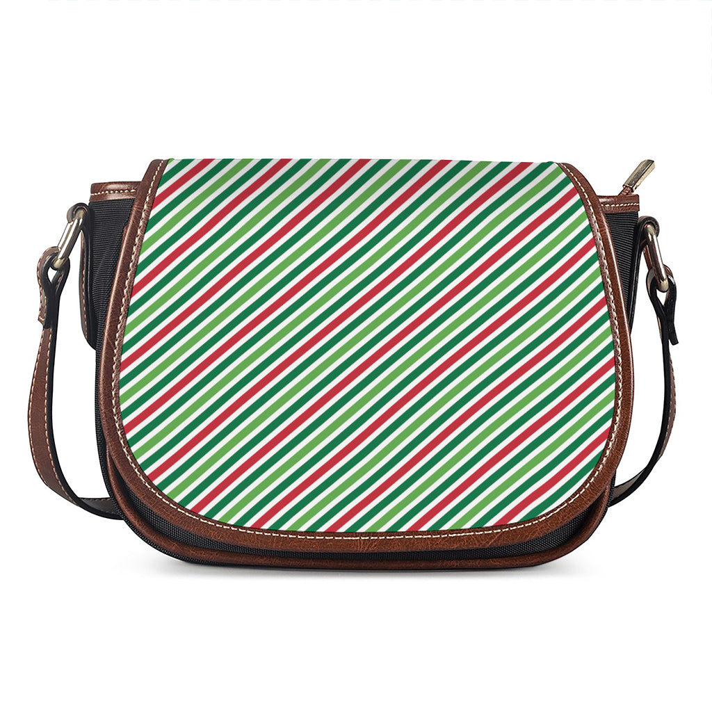 Merry Christmas Stripes Pattern Print Saddle Bag