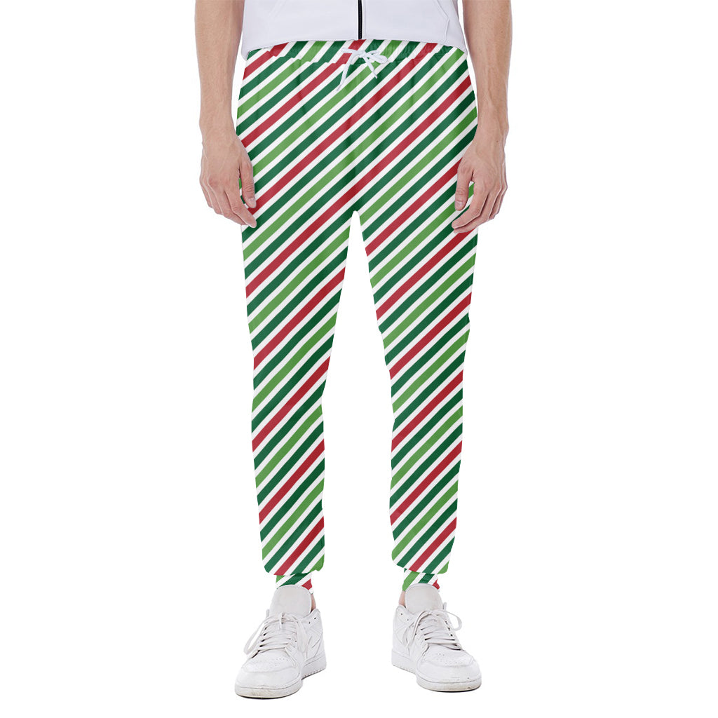 Merry Christmas Stripes Pattern Print Scuba Joggers