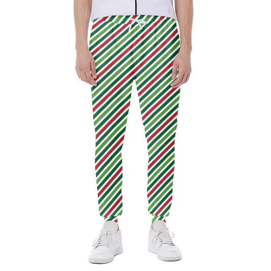 Merry Christmas Stripes Pattern Print Scuba Joggers