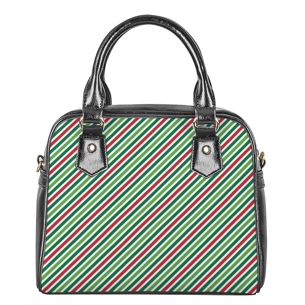 Merry Christmas Stripes Pattern Print Shoulder Handbag