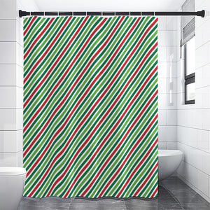 Merry Christmas Stripes Pattern Print Shower Curtain