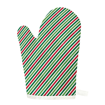 Merry Christmas Stripes Pattern Print Single Oven Mitt