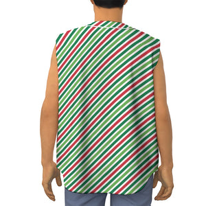 Merry Christmas Stripes Pattern Print Sleeveless Baseball Jersey