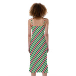 Merry Christmas Stripes Pattern Print Slim Fit Midi Cami Dress