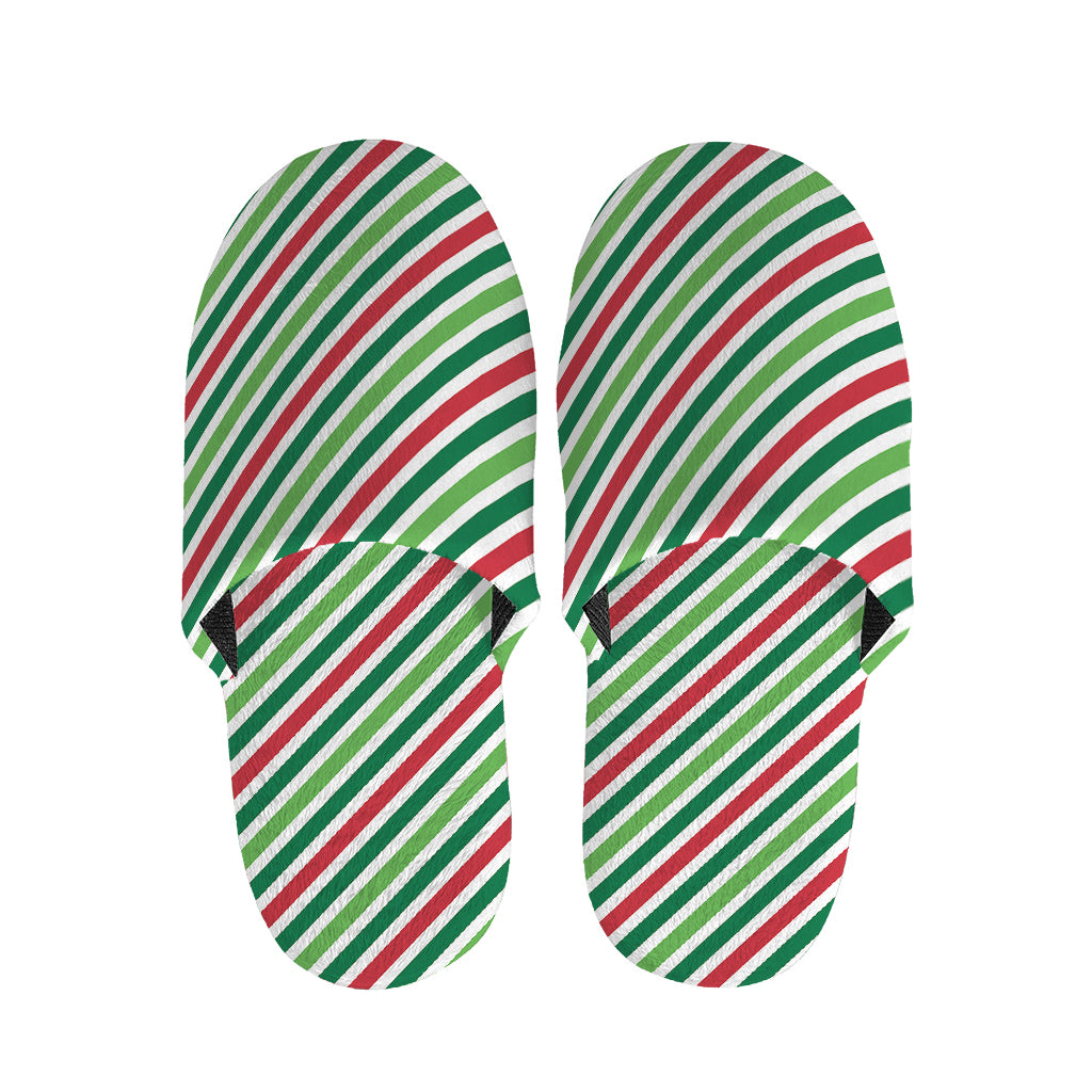 Merry Christmas Stripes Pattern Print Slippers