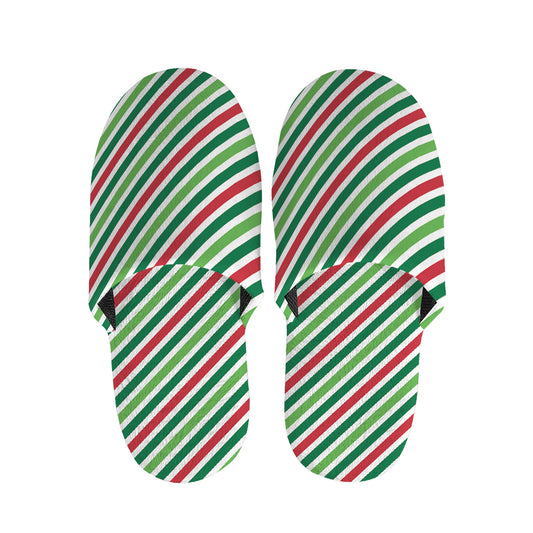 Merry Christmas Stripes Pattern Print Slippers