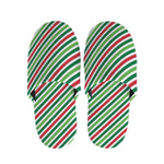 Merry Christmas Stripes Pattern Print Slippers
