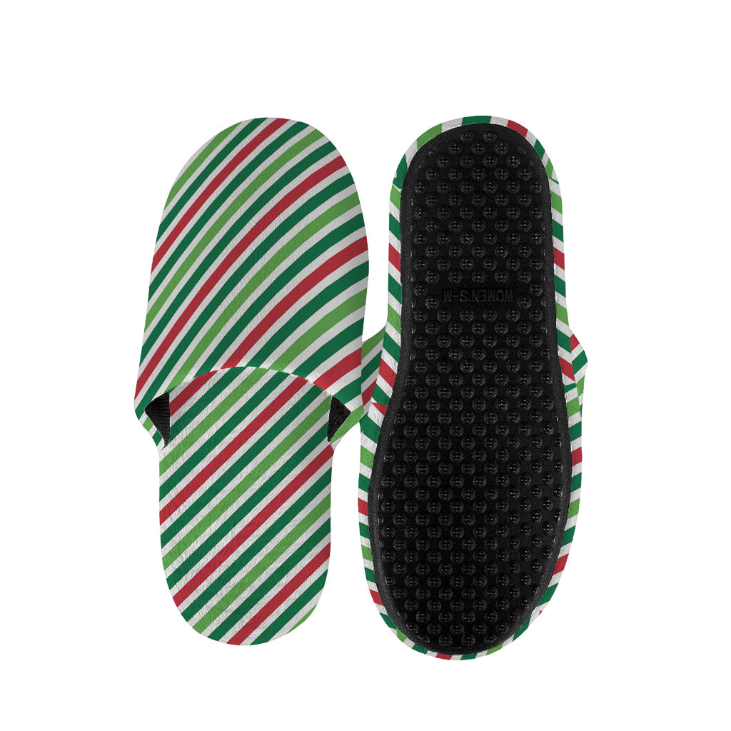 Merry Christmas Stripes Pattern Print Slippers