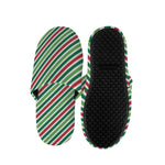 Merry Christmas Stripes Pattern Print Slippers