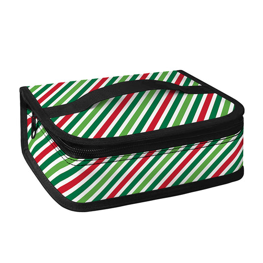 Merry Christmas Stripes Pattern Print Small Lunch Bag
