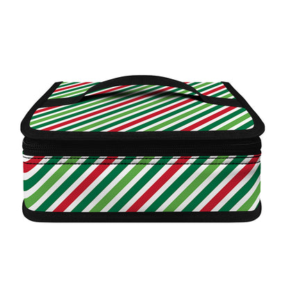 Merry Christmas Stripes Pattern Print Small Lunch Bag