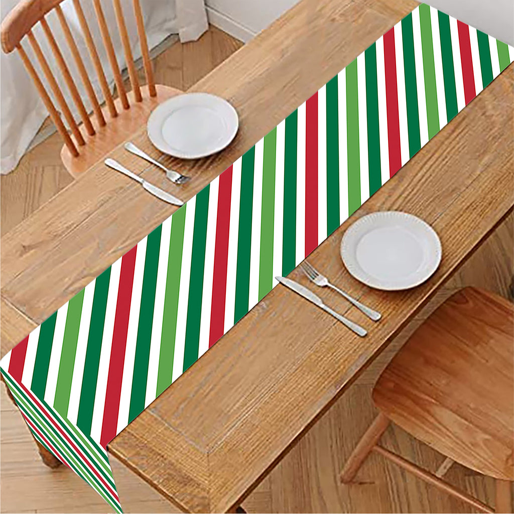 Merry Christmas Stripes Pattern Print Table Runner