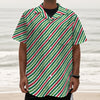 Merry Christmas Stripes Pattern Print Textured Short Sleeve Shirt