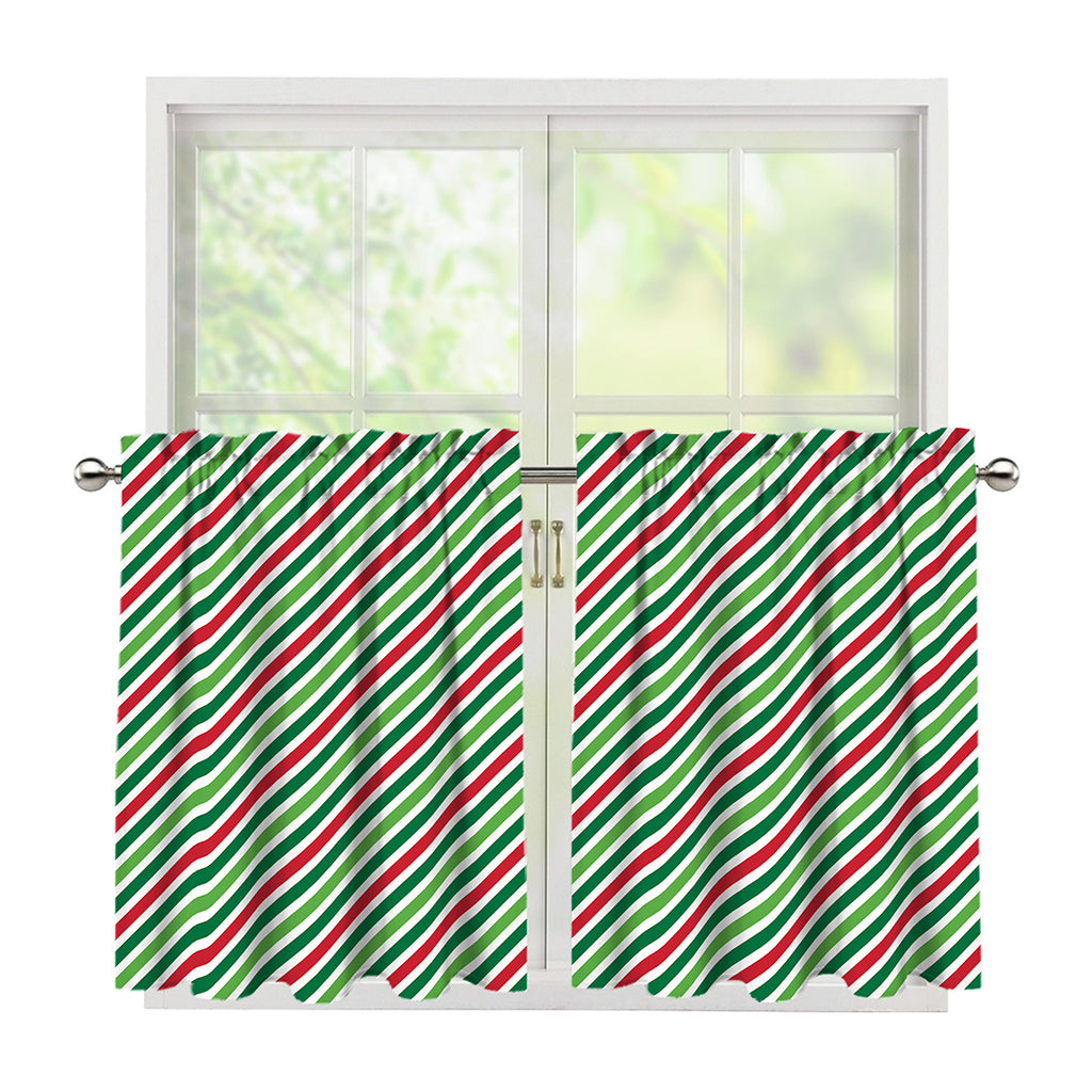 Merry Christmas Stripes Pattern Print Tier Curtains