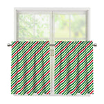 Merry Christmas Stripes Pattern Print Tier Curtains