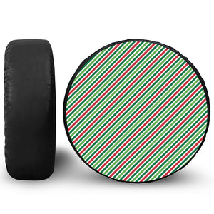 Merry Christmas Stripes Pattern Print Tire Cover