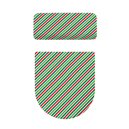 Merry Christmas Stripes Pattern Print Toilet Lid And Tank Cover Set