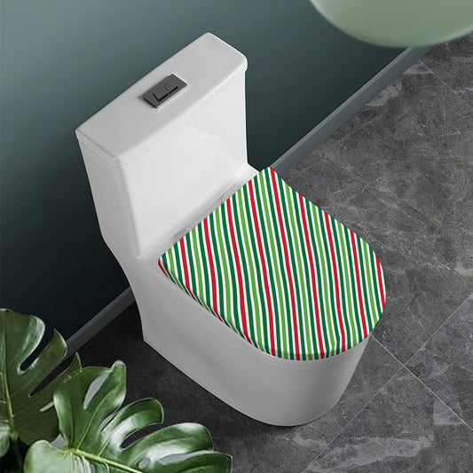 Merry Christmas Stripes Pattern Print Toilet Lid Cover