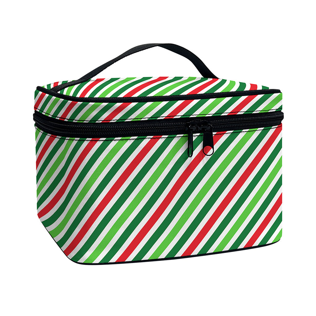Merry Christmas Stripes Pattern Print Travel Makeup Bag