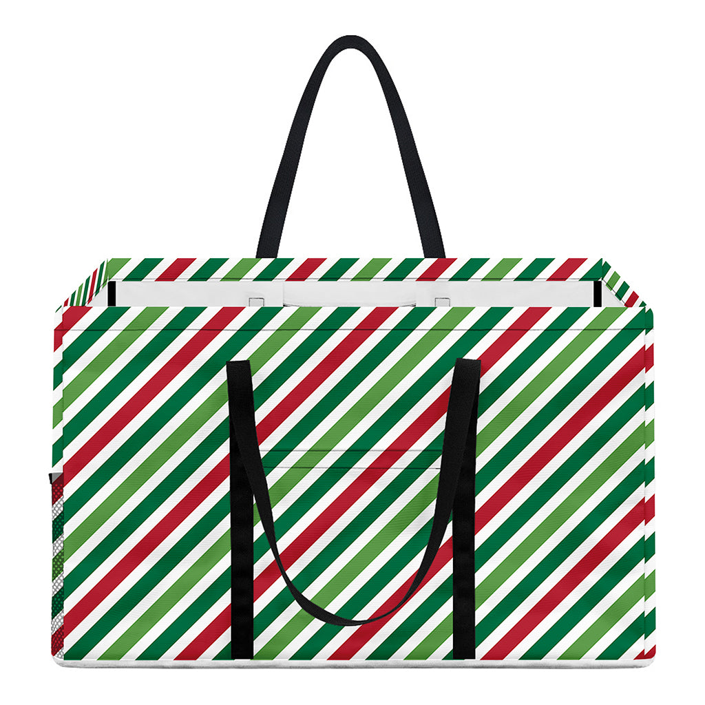 Merry Christmas Stripes Pattern Print Utility Tote Bag