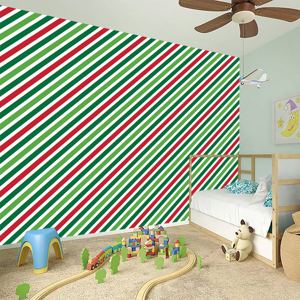 Merry Christmas Stripes Pattern Print Wall Sticker