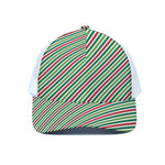 Merry Christmas Stripes Pattern Print White Mesh Trucker Cap
