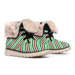 Merry Christmas Stripes Pattern Print Winter Boots