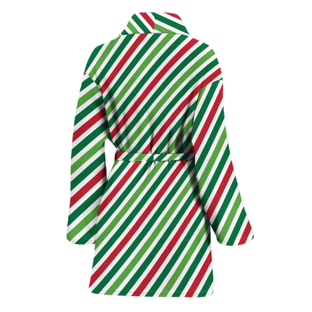 Merry Christmas Stripes Pattern Print Women's Bathrobe