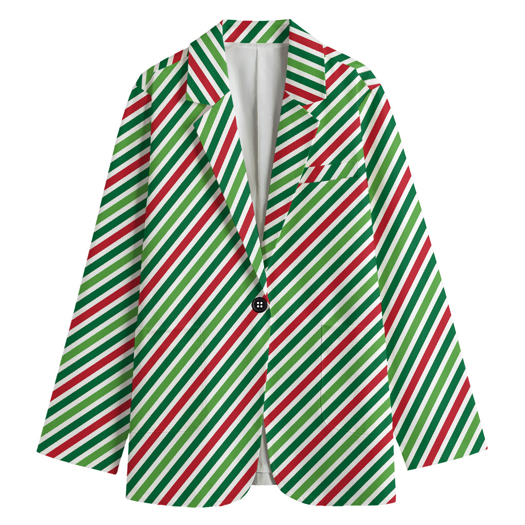 Merry Christmas Stripes Pattern Print Women's Blazer