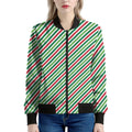 Merry Christmas Stripes Pattern Print Women's Bomber Jacket