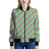 Merry Christmas Stripes Pattern Print Women's Bomber Jacket