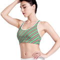 Merry Christmas Stripes Pattern Print Women's Sports Bra
