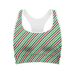 Merry Christmas Stripes Pattern Print Women's Sports Bra