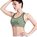 Merry Christmas Stripes Pattern Print Women's Sports Bra