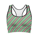 Merry Christmas Stripes Pattern Print Women's Sports Bra