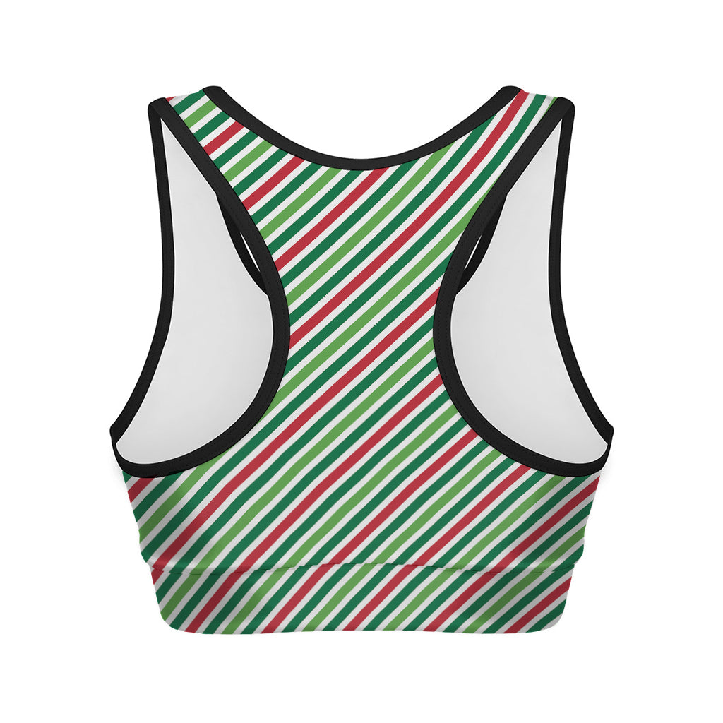 Merry Christmas Stripes Pattern Print Women's Sports Bra