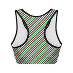 Merry Christmas Stripes Pattern Print Women's Sports Bra