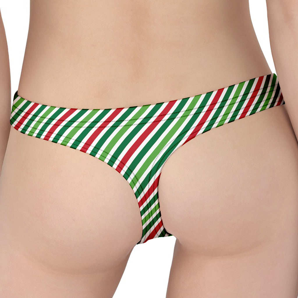 Merry Christmas Stripes Pattern Print Women's Thong