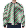 Merry Christmas Stripes Pattern Print Zip Sleeve Bomber Jacket