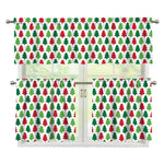 Merry Christmas Tree Pattern Print 3 Piece Kitchen Curtains