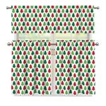 Merry Christmas Tree Pattern Print 3 Piece Kitchen Curtains