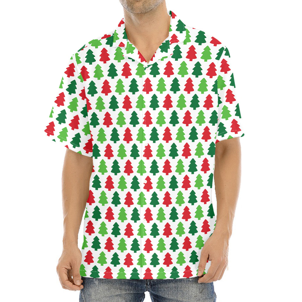 Merry Christmas Tree Pattern Print Aloha Shirt