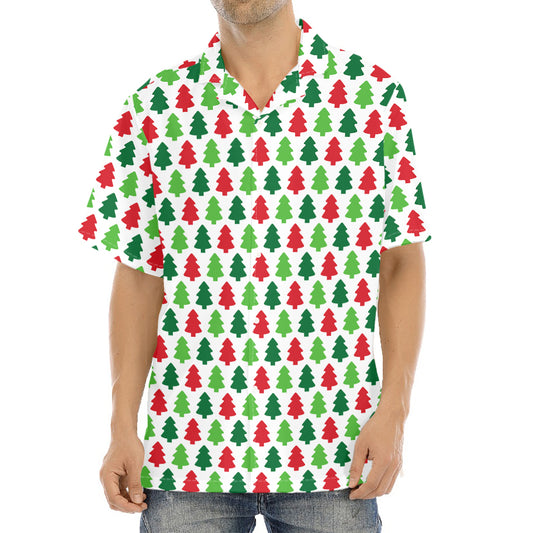 Merry Christmas Tree Pattern Print Aloha Shirt