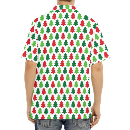 Merry Christmas Tree Pattern Print Aloha Shirt