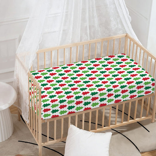 Merry Christmas Tree Pattern Print Baby Crib Sheet