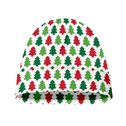 Merry Christmas Tree Pattern Print Beanie