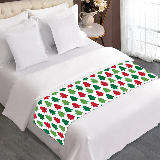 Merry Christmas Tree Pattern Print Bed Runner