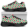 Merry Christmas Tree Pattern Print Black Chunky Shoes