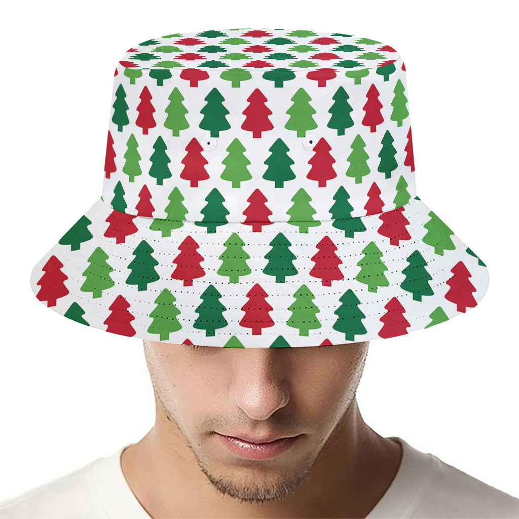 Merry Christmas Tree Pattern Print Bucket Hat